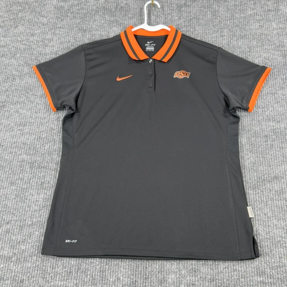 Oklahoma State Cowboys Nike Dri Fit Polo‎ Shirt Womens 2XL Black NCAA Football